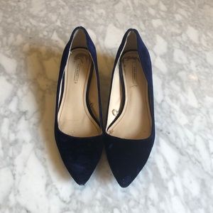 Navy velvet flats